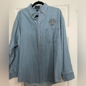 Men’s Denim Shirt with US Navy Embroidered Emblem